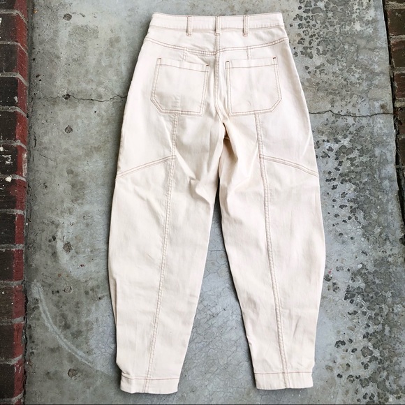 Ulla Johnson Brodie Jeans High waisted Tapered Button Fly Ivory Off White 0 - Picture 9 of 9